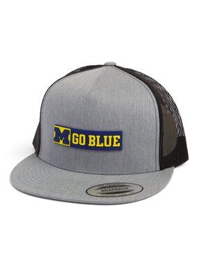 Michigan Wolverines GO BLUE 3D YP Snapback Flat Bill Trucker Hat- Heather Grey